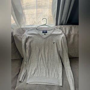 American Eagle Outfitters Light Gray V-Neck Sweater
